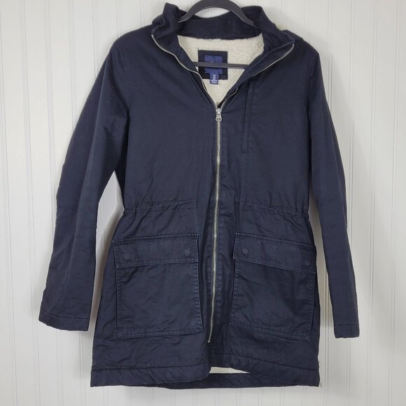 GAP Women's Fleece lined  Utility Jacket, Built in Fleece lined Hood SZ Small - Picture 1 of 5